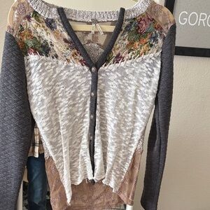 BKE Multicolor Patchwork Cardigan